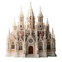 ai genererad miniatyr- katedral med helig korsa isolerat på transparent bakgrund. generativ ai png