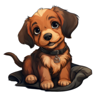 AI generated Cute Dog Lying on a Pillow Isolated on Transparent Background. Cartoon Dog Illustration. Generative Ai png