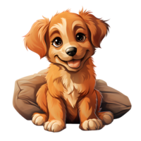 AI generated Cute Dog Lying on a Pillow Isolated on Transparent Background. Cartoon Dog Illustration. Generative Ai png
