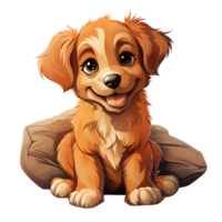 ai généré mignonne chien mensonge sur une oreiller isolé sur transparent Contexte. dessin animé chien illustration. génératif ai png