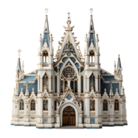 ai gerado miniatura catedral com piedosos Cruz isolado em transparente fundo. generativo ai png