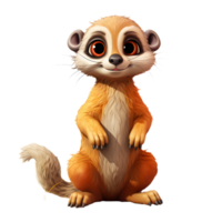 ai gegenereerd schattig meerkat tekenfilm illustratie geïsoleerd Aan transparant achtergrond. generatief ai png