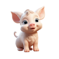 ai généré mignonne peu porc dessin animé illustration. génératif ai png