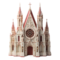 AI generated Miniature Cathedral with Holy Cross Isolated on Transparent Background. Generative Ai png