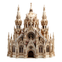 ai generiert Miniatur Kathedrale mit heilig Kreuz isoliert auf transparent Hintergrund. generativ ai png