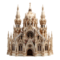 ai gerado miniatura catedral com piedosos Cruz isolado em transparente fundo. generativo ai png