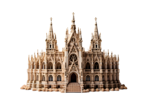 ai genererad miniatyr- katedral med helig korsa isolerat på transparent bakgrund. generativ ai png