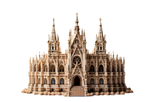 ai generiert Miniatur Kathedrale mit heilig Kreuz isoliert auf transparent Hintergrund. generativ ai png