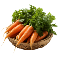AI generated Pile of Fresh Carrots in a Basket Isolated on Transparent Background. Generative Ai png