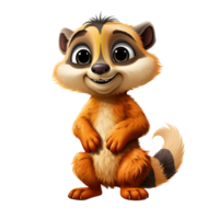 ai gegenereerd schattig meerkat tekenfilm illustratie geïsoleerd Aan transparant achtergrond. generatief ai png