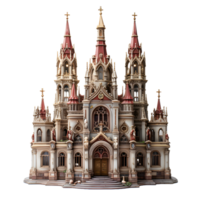 AI generated Miniature Cathedral with Holy Cross Isolated on Transparent Background. Generative Ai png