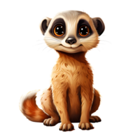 ai genererad söt meerkat tecknad serie illustration isolerat på transparent bakgrund. generativ ai png