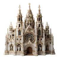 ai gerado miniatura catedral com piedosos Cruz isolado em transparente fundo. generativo ai png