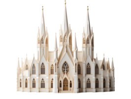 ai gerado miniatura catedral com piedosos Cruz isolado em transparente fundo. generativo ai png