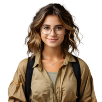 AI generated Portrait of a Smiling Female Collage Student in Casual Wear Isolated on Transparent Background. Generative Ai png