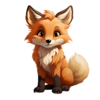 AI generated Cute Fox Cartoon Illustration Isolated on transparent Background. Generative Ai png