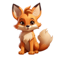 AI generated Cute Fox Cartoon Illustration Isolated on transparent Background. Generative Ai png