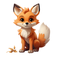 AI generated Cute Fox Cartoon Illustration Isolated on transparent Background. Generative Ai png