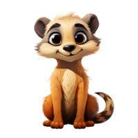 ai gegenereerd schattig meerkat tekenfilm illustratie geïsoleerd Aan transparant achtergrond. generatief ai png