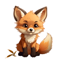 AI generated Cute Fox Cartoon Illustration Isolated on transparent Background. Generative Ai png