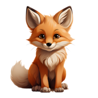 AI generated Cute Fox Cartoon Illustration Isolated on transparent Background. Generative Ai png