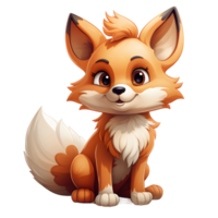 AI generated Cute Fox Cartoon Illustration Isolated on transparent Background. Generative Ai png