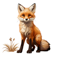 AI generated Cute Fox Cartoon Illustration Isolated on transparent Background. Generative Ai png