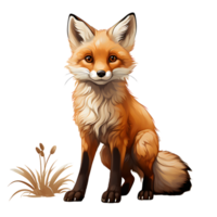 AI generated Cute Fox Cartoon Illustration Isolated on transparent Background. Generative Ai png