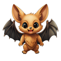 AI generated Cute Cartoon Bat Illustration Isolated on Transparent Background. Generative Ai png