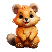 AI generated Cute Quokka Cartoon Illustration Isolated on Transparent Background. Generative Ai png