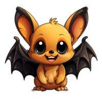 AI generated Cute Cartoon Bat Illustration Isolated on Transparent Background. Generative Ai png