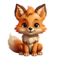 AI generated Cute Fox Cartoon Illustration Isolated on transparent Background. Generative Ai png