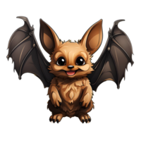 AI generated Cute Cartoon Bat Illustration Isolated on Transparent Background. Generative Ai png