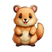 AI generated Cute Quokka Cartoon Illustration Isolated on Transparent Background. Generative Ai png