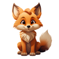 AI generated Cute Fox Cartoon Illustration Isolated on transparent Background. Generative Ai png