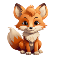 AI generated Cute Fox Cartoon Illustration Isolated on transparent Background. Generative Ai png