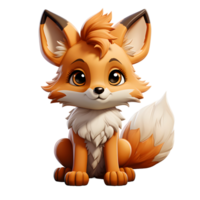 AI generated Cute Fox Cartoon Illustration Isolated on transparent Background. Generative Ai png