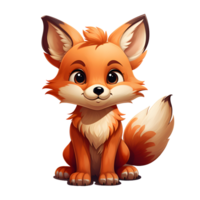 AI generated Cute Fox Cartoon Illustration Isolated on transparent Background. Generative Ai png