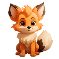 AI generated Cute Fox Cartoon Illustration Isolated on transparent Background. Generative Ai png