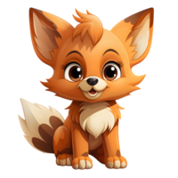 AI generated Cute Fox Cartoon Illustration Isolated on transparent Background. Generative Ai png