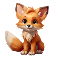 AI generated Cute Fox Cartoon Illustration Isolated on transparent Background. Generative Ai png