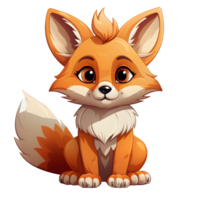 AI generated Cute Fox Cartoon Illustration Isolated on transparent Background. Generative Ai png