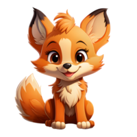 AI generated Cute Fox Cartoon Illustration Isolated on transparent Background. Generative Ai png