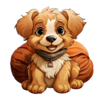 AI generated Cute Dog Lying on a Pillow Isolated on Transparent Background. Cartoon Dog Illustration. Generative Ai png