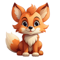 AI generated Cute Fox Cartoon Illustration Isolated on transparent Background. Generative Ai png