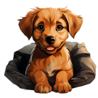 AI generated Cute Dog Lying on a Pillow Isolated on Transparent Background. Cartoon Dog Illustration. Generative Ai png