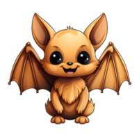 AI generated Cute Cartoon Bat Illustration Isolated on Transparent Background. Generative Ai png