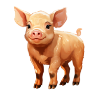 AI generated Cute Little Pig Cartoon Illustration. Generative Ai png