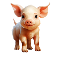 ai généré mignonne peu porc dessin animé illustration. génératif ai png