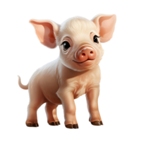 ai généré mignonne peu porc dessin animé illustration. génératif ai png